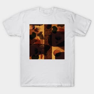 Rustic Brown Orange Abstract Pattern T-Shirt